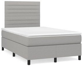 Cama boxspring com colchão 120x190 cm tecido cinzento-claro