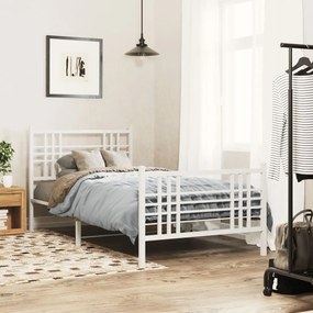 Estrutura de cama com cabeceira e pés 90x200 cm metal branco