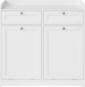 Armário de casa de banho, com 2 cestos de roupa suja removíveis 40 x 78,8 x 80 cm e 2 gavetas Branco