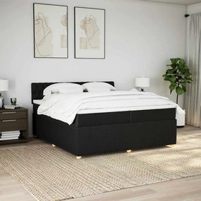 Cama com molas/colchão 200x200 cm tecido preto