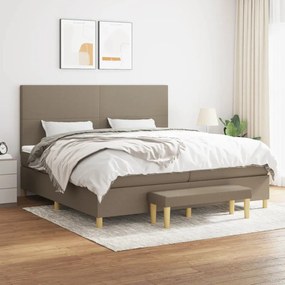 vidaXL Cama com molas/colchão 200x200 cm tecido castanho-acinzentado