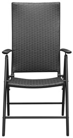 Cadeiras de jardim empilháveis 2 pcs vime PE preto
