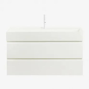Conjunto De Móvel De Casa De Banho Em Madeira E Chapa De Freixo Com Lavatório Integrado Ona Branco & Sem Espelho & Branco - Sklum