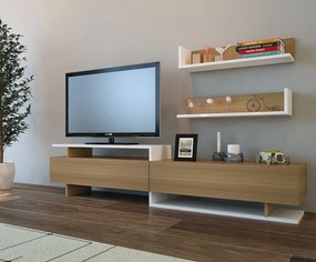 Unidade de TV Ayaz – Branco e Teca – 180x40x37,4 cm