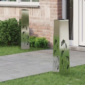 vidaXL Luz Solar LED de Caminho 2 pcs Prateado Aço Galvanizado