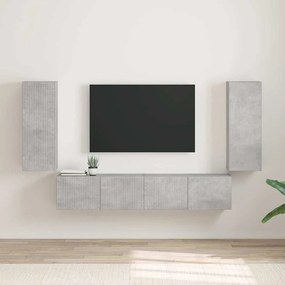 vidaXL Armário de TV de Parede 2 pcs Concreto 30 x 31 x 80 cm