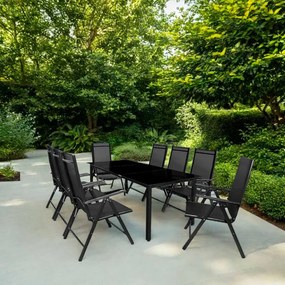 Conjunto de refeição de jardim Bern 9 peças com 8 cadeiras e 1 mesa em alumínio antracite