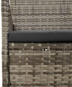 4 pcs conjunto lounge de jardim c/ almofadões vime PE cinzento