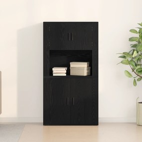 Highboard Preto Carvalho 80x33x150 cm Madeira de engenharia