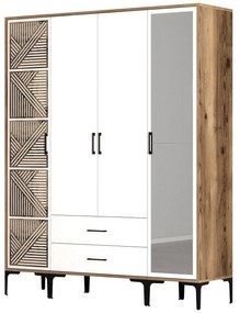 Roupeiro Kumsal PTR – Nogueira e Branco – 160x47,5x201,4 cm
