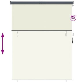Cortina Rolô Exterior Riscas Manual Ajustável Creme 220 x 250 cm tecid