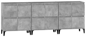Aparadores 3 pcs 60x35x70 cm derivados de madeira cinza cimento