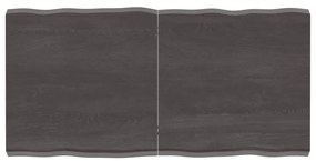 vidaXL Tampo de mesa com bordas vivas maciço tratado castanho-escuro