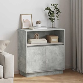 Aparador com LED Cinza Concreto 71x34,5x75 cm Madeira de Engenharia