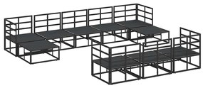 Conjunto de Sofá de Jardim 10 pcs Preto 353 x 141,5 x 71 cm