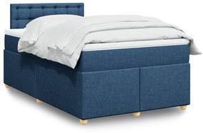 Cama boxspring com colchão 120x190 cm tecido azul