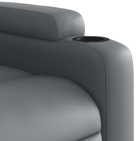 Poltrona massagens reclinável elétrica couro artif. cinzento