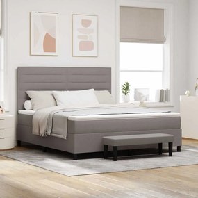 vidaXL Cama Box Spring com Colchão e Banco Cinza 180x200 cm Tecido