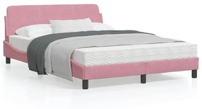 vidaXL Estrutura cama c/ cabeceira sem colchão 140x190 cm veludo rosa