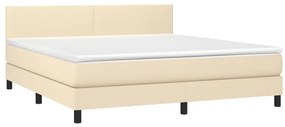 Cama box spring c/ colchão e LED 160x200 cm tecido cor creme