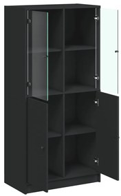Armário alto c/ portas 68x37x142 cm derivados de madeira preto