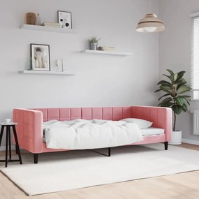 354011 vidaXL Sofá-cama 90x200 cm veludo rosa