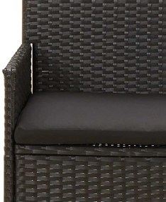 4 pcs conjunto lounge de jardim c/ almofadões vime PE preto