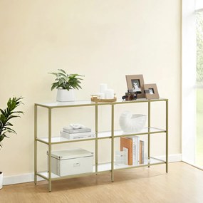 Mesa consola com 3 níveis 30 x 130 x 73 cm dourado e transparente