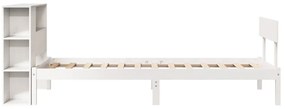 Cama com estante sem colchão 90x190 cm pinho maciço branco