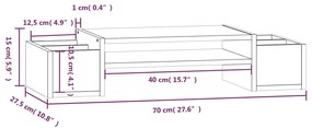 Suporte para monitor 70x27,5x15 cm pinho maciço cinzento