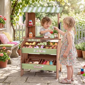 Banca de Mercado Infantil, 60 x 33 x 91 cm, Com Acessórios de Brincar, Multicolor
