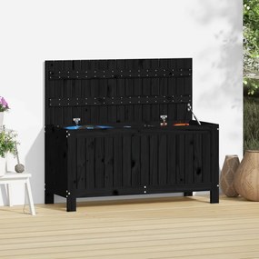 vidaXL Caixa de arrumação jardim 108x42,5x54 cm pinho maciço preto