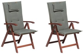 Conjunto de 2 cadeiras de jardim com almofadas cinzentas TOSCANA Beliani