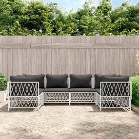 vidaXL 6 pcs conjunto lounge de jardim com almofadões aço branco