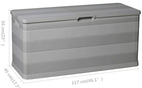 Caixa de arrumação para jardim 117x45x56 cm cinzento