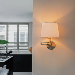 Candeeiro de parede em aço com cúpula branca e braço ajustável - Ladas Deluxe