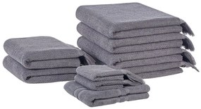Conjunto de 9 toalhas em algodão cinzento ATIU Beliani