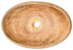 Lavatório de bancada oval 59x40x15 cm cerâmica castanho