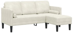 Sofá em L Creme 173x131x67 cm Veludo