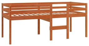 Cama alta 90x200 cm madeira de pinho maciça castanho cera