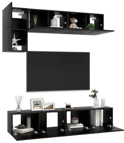 Conjunto de 5 Móveis de Parede de TV Beja M - Preto - Design Moderno