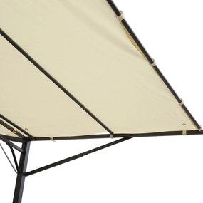Outsunny Pérgola de Jardim 3x2,5m Pérgola Montada na Parede com Teto Retrátil 10 Orifícios de Drenagem Estrutura de Aço e Poliéster 180 g/m² para Pátio Terraço Exterior Creme