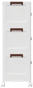 Caixa de arrumação empilhável rodas 3camadas 28L 48,5x29,5x86cm