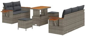 Conjunto de Sofás de Jardim vidaXL de 8 Peças com Almofadas Cinza Vime