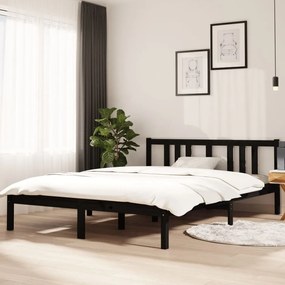 vidaXL Estrutura de cama 140x200 cm madeira maciça preto