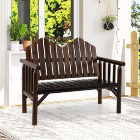 Banco de jardim para 2 pessoas 120 cm x 68 cm x 99 cm com encosto inclinado, assento espaçoso com ripas e apoios de braços, capacidade para 300 kg, ba