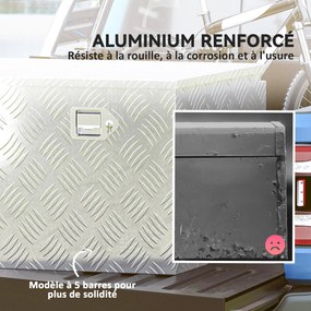 Caixa de Ferramentas para Reboque Trapezoidal, 73,7 x 41 x 46 cm, Com Fechadura, Prateada