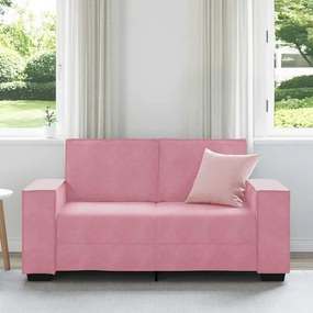 Sofá de 2 lugares veludo 120 cm rosa