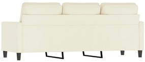 Sofá de 3 lugares 180 cm veludo cor creme