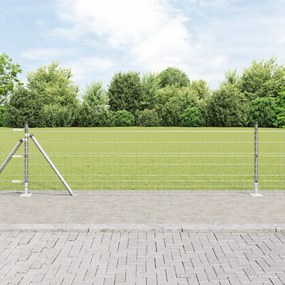 vidaXL Cerca Euro com 13 Postes Flangeados 0.6x50 m de Aço Galvanizado